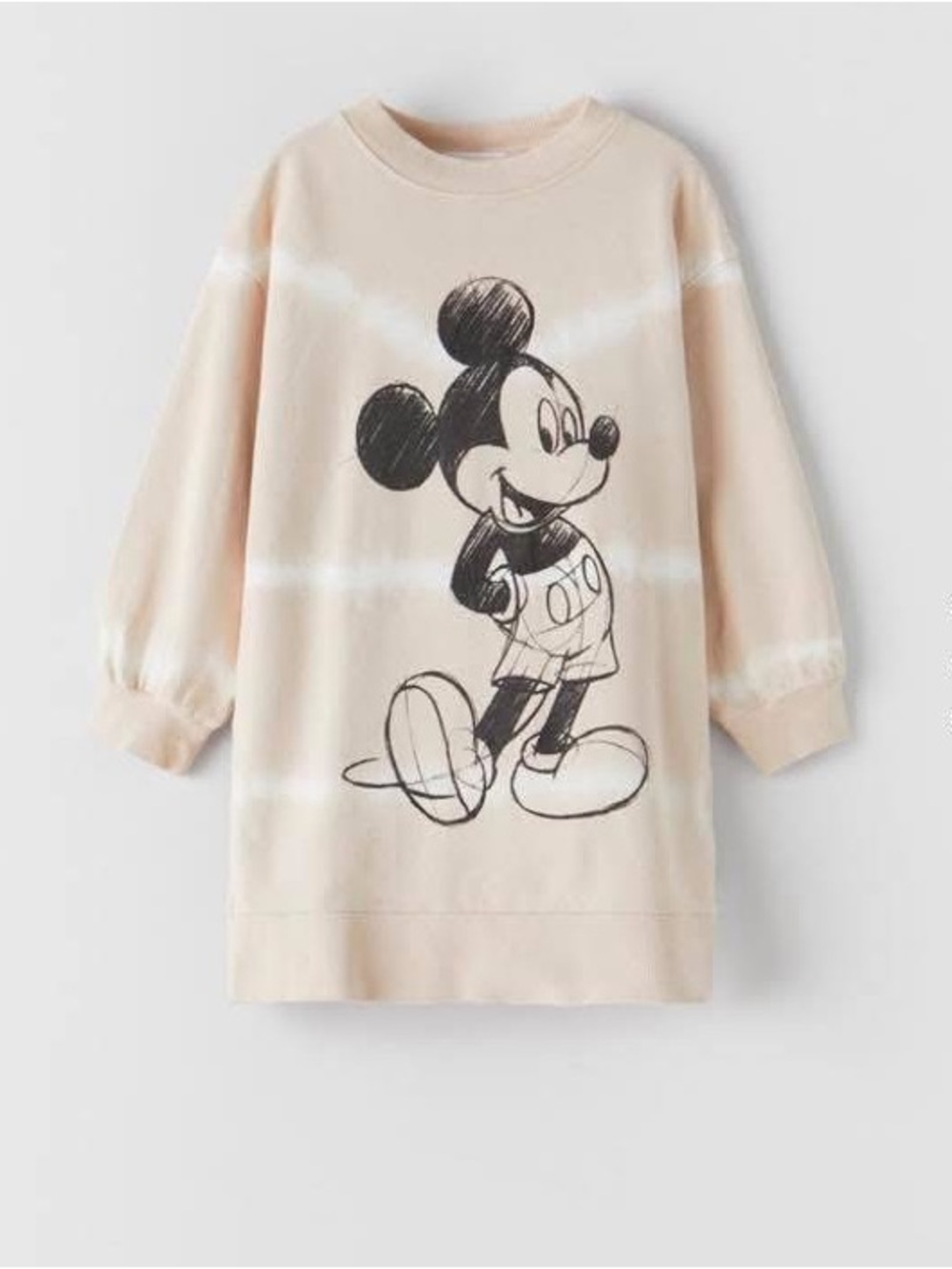 Zara kids Beige Graphic Sweatshirt Dress with Mickey Mouse